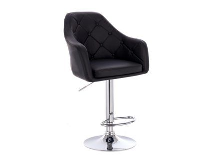 Barová židle ANDORA na stříbrném talíři - černá