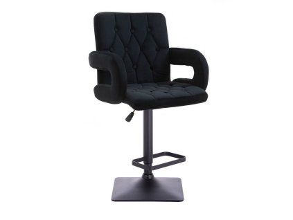 Barová židle BOSTON VELUR na černé podstavě - černá