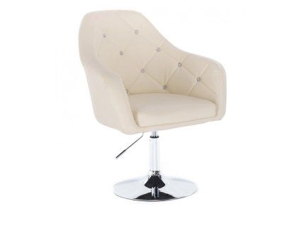Křeslo ROMA na stříbrném talíři - krémové