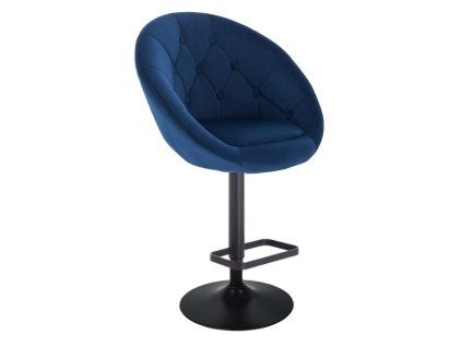 Barová židle VERA VELUR na černém talíři - modrá