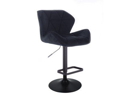 Barová židle MILANO VELUR na černém talíři - černá