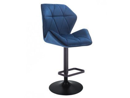 Barová židle MILANO MAX VELUR na černém talíři - modrá