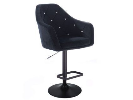 Barová židle ROMA VELUR na černém talíři - černá