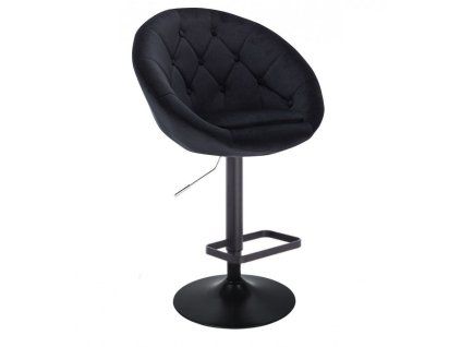 Barová židle VERA VELUR na černém talíři - černá