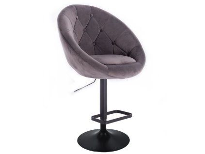 Barová židle VERA VELUR na černém talíři - šedá