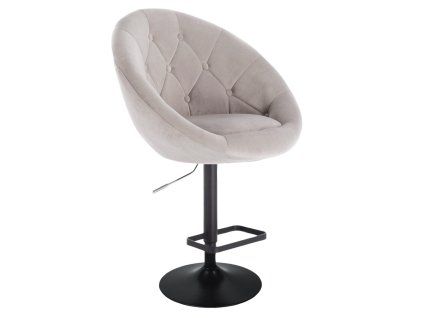 Barová židle VERA VELUR na černém talíři - světle šedá