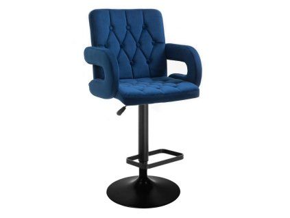 Barová židle BOSTON VELUR na černém talíři - modrá