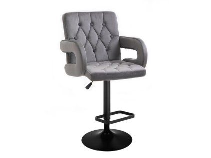 Barová židle BOSTON VELUR na černém talíři - šedá