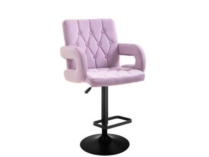 Barová židle BOSTON VELUR na černém talíři - levandule