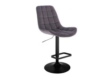 Barová židle PARIS VELUR na černém talíři - šedá
