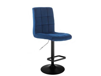 Barová židle TOLEDO VELUR na černém talíři - modrá