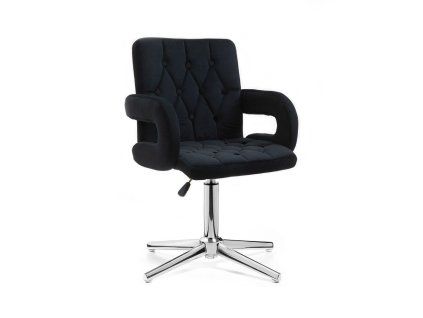 Židle BOSTON VELUR na stříbrném kříži - černá