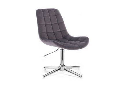 Židle PARIS VELUR na stříbrném kříži - šedá