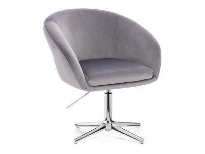 Židle VENICE VELUR na stříbrném kříži - světle šedá