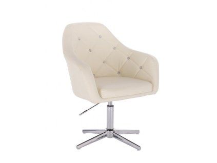 Křeslo ROMA na stříbrném kříži - krémové