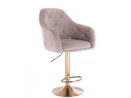 Barová židle ROMA VELUR na zlatém talíři - světle šedá