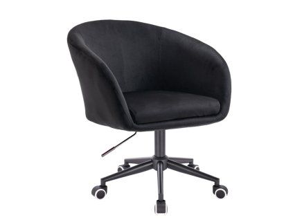 Židle VENICE VELUR na černé podstavě s kolečky - černá
