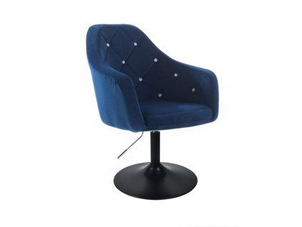Křeslo ROMA VELUR na černém talíři - modré