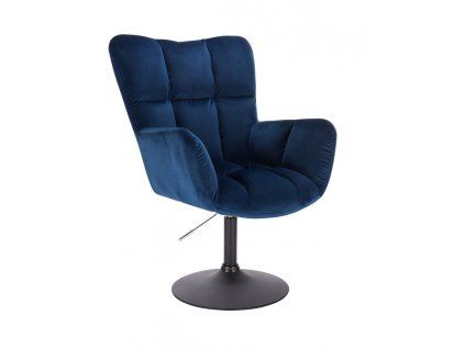 Křeslo AURORA VELUR na černém talíři - modré