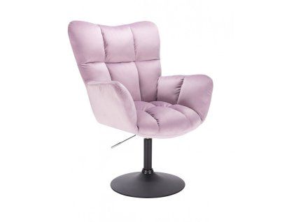 Křeslo AURORA VELUR na černém talíři - levandule