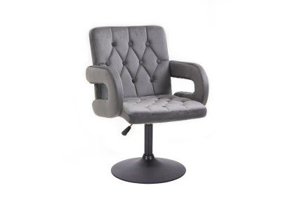 Židle BOSTON VELUR na černém talíři - šedá