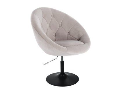 Křeslo VERA VELUR na černém talíři - světle šedé