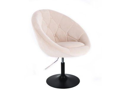 Křeslo VERA VELUR na černém talíři - krémové