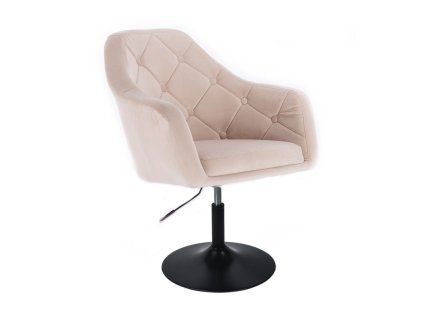 Křeslo ANDORA VELUR na černém talíři - krémové