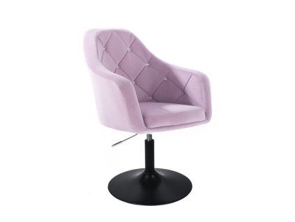 Křeslo ROMA VELUR na černém talíři - levandule