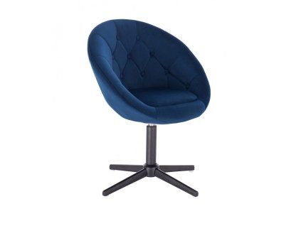 Křeslo VERA VELUR na černém kříži - modré