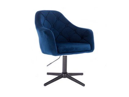 Křeslo ANDORA VELUR  na černém kříži - modré