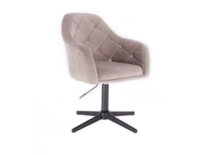 Křeslo ROMA VELUR na černém kříži - světle šedé