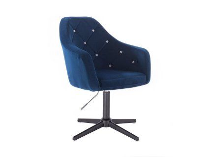 Křeslo ROMA VELUR na černém kříži - modré