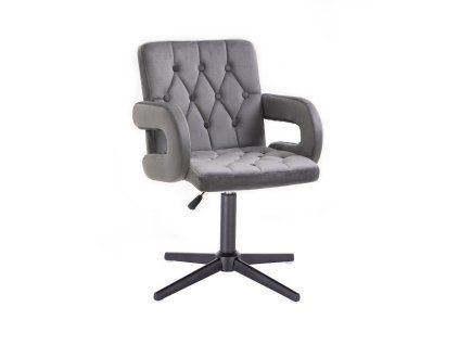 Židle BOSTON VELUR na černém kříži - šedá