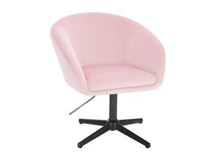 Židle VENICE VELUR na černém kříži - světle růžová