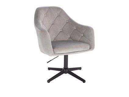 Křeslo ANDORA VELUR na černém kříži - světle šedé