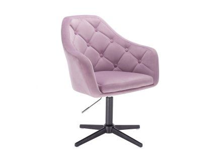 Křeslo ANDORA VELUR na černém kříži - levandule