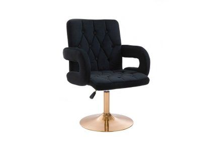 Židle BOSTON VELUR na zlatém talíři - černá