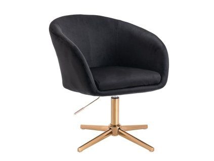 Židle VENICE VELUR na zlatém kříži - černá