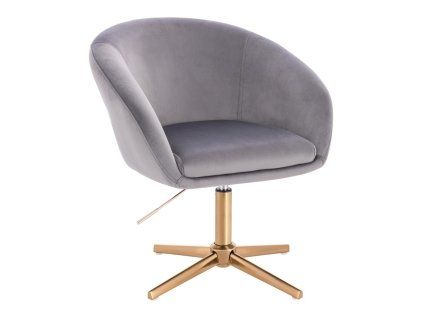 Židle VENICE VELUR na zlatém kříži - světle šedá