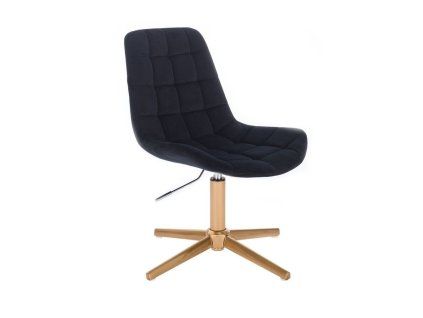 Židle PARIS VELUR na zlatém kříži - černá