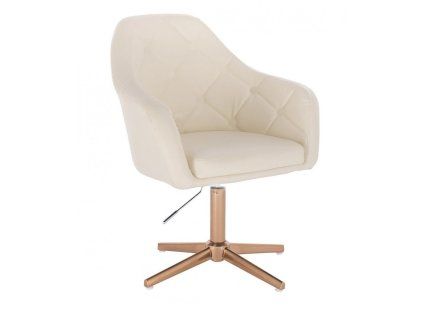 Křeslo ANDORA na zlatém kříži - krémové