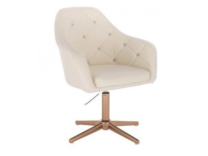 Křeslo ROMA na zlatém kříži - krémové