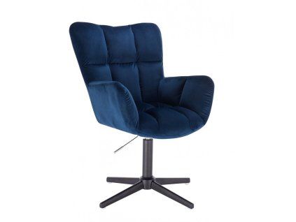 Křeslo AURORA VELUR na černém kříži - modré