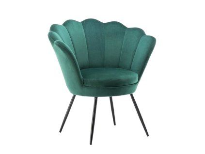 Křeslo FREY VELUR s černými nohami - zelené