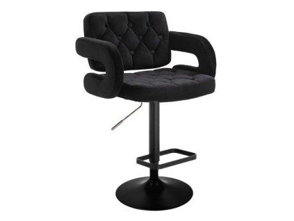 Barová židle ADRIA VELUR na černém talíři - černá