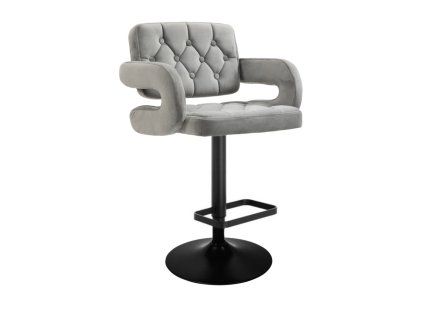 Barová židle  ADRIA VELUR na černém talíři - šedá