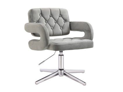 Židle ADRIA VELUR na stříbrném kříži - šedá