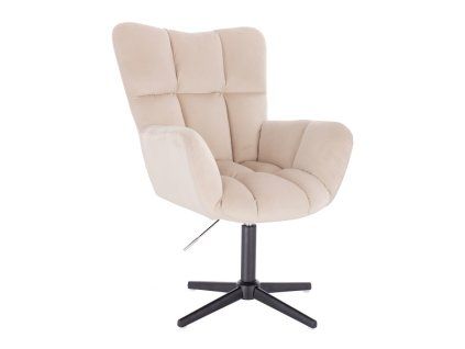 Křeslo AURORA VELUR na černém kříži - krémové