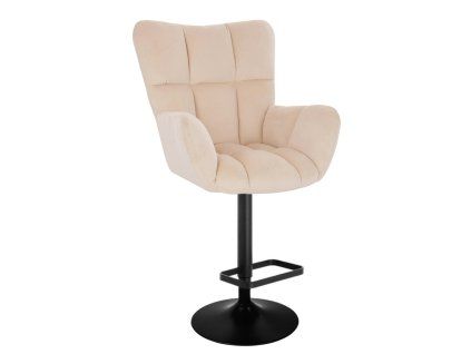 Barové křeslo AURORA VELUR na černém talíři - krémové